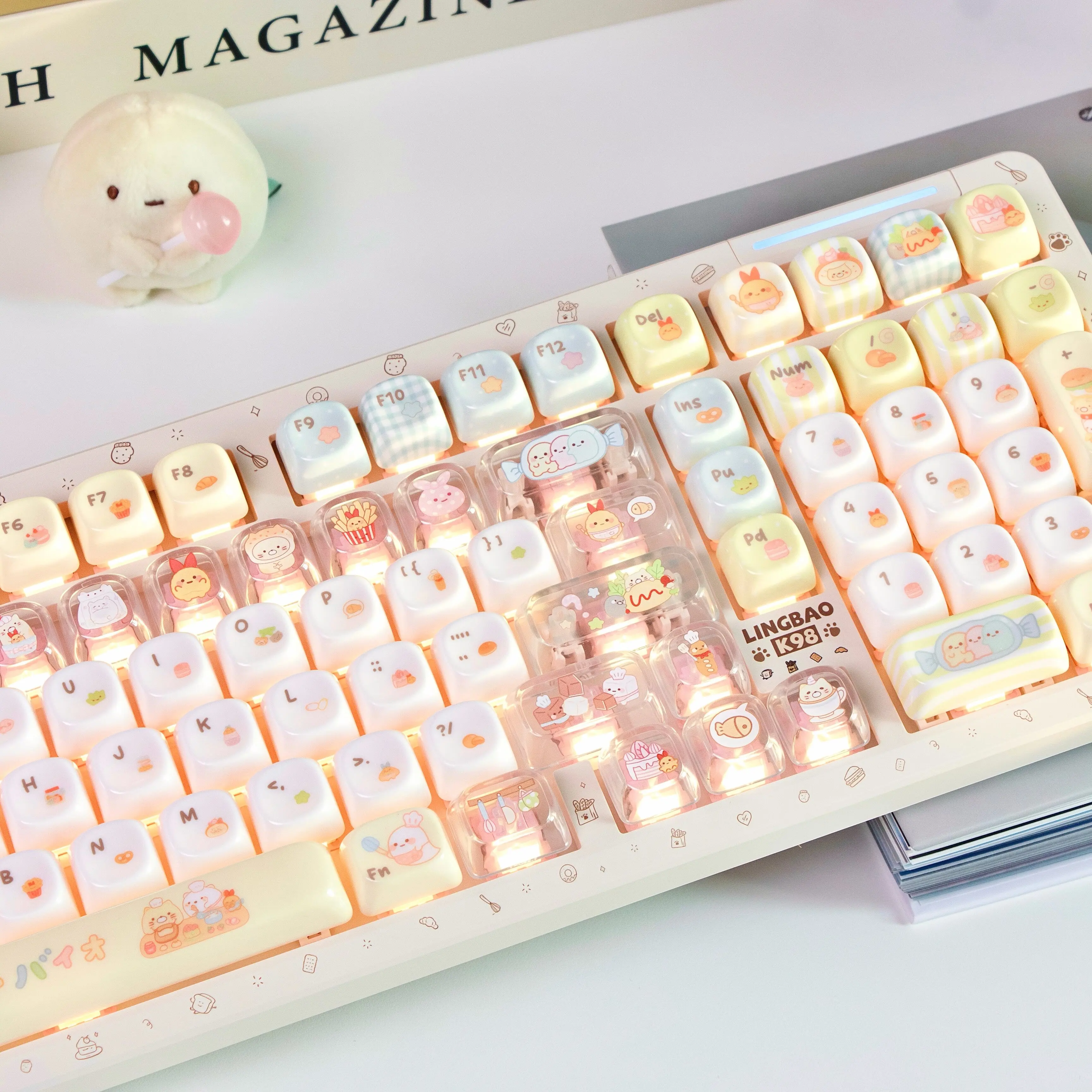 134-Key Sumikkogurashi Keycaps Jade MOA Profile Transparent Personalized Key Cap for Mechanical Keyboard 60 68 75 84 87 98 104