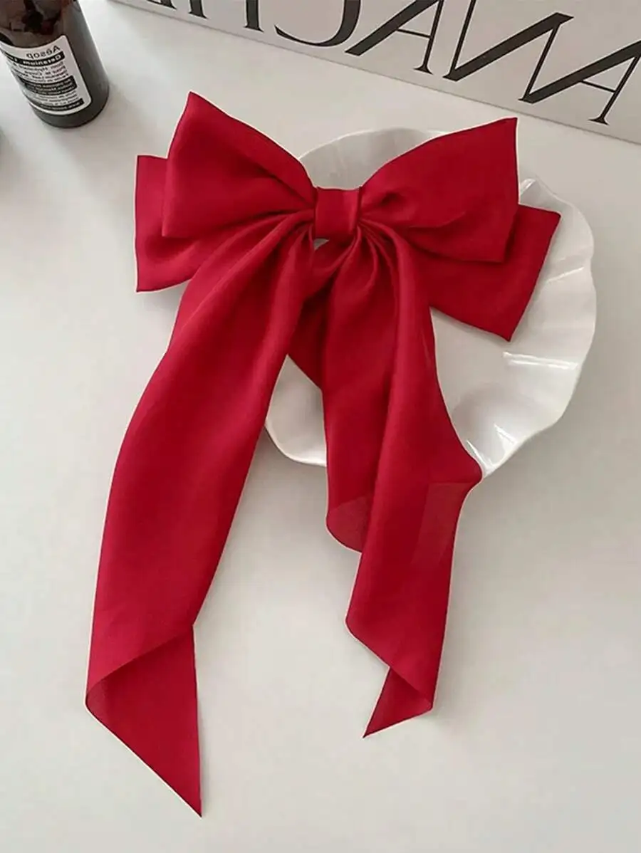 1Pc Rode Haarelastiekjes Grote Haarspeldjes Met Lange Staart Sierlijkheid Haarspeldjes Haaraccessoires Voor Meisjes Tieners Kinderen Dagelijkse Slijtage