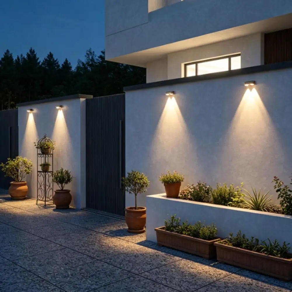 Waterproof Solar Wall Light Energy-Saving Wall-Mounted RGB Wall Light Gradient Glow High-Efficiency Solar Panel Wall Lamp Patio