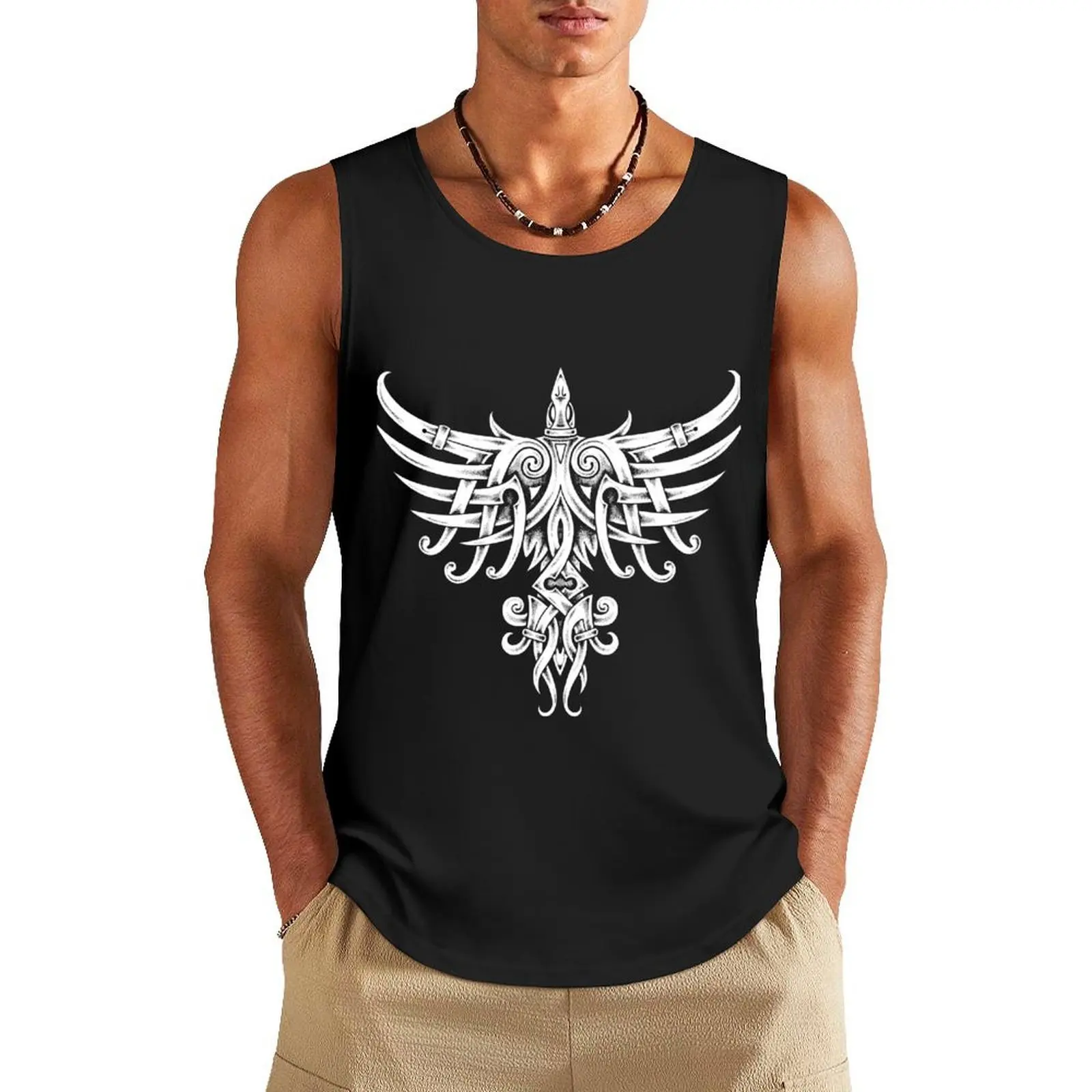 

Kvitravn White Raven Tank Top Men's summer vest Muscle fit Men's sleeveless singlets for men