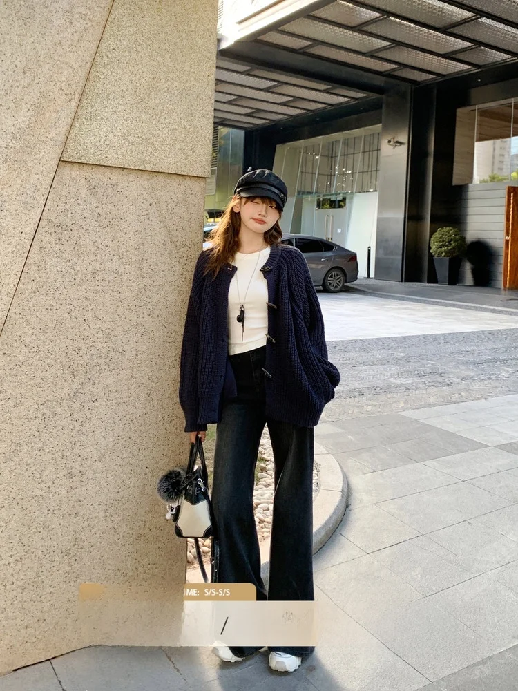 

Джинсы Bla Fce на подкладке Bootcut, женские осенне-зимние хлопковые джинсовые брюки с высокой талией, повседневные прямые брюки для ор W...