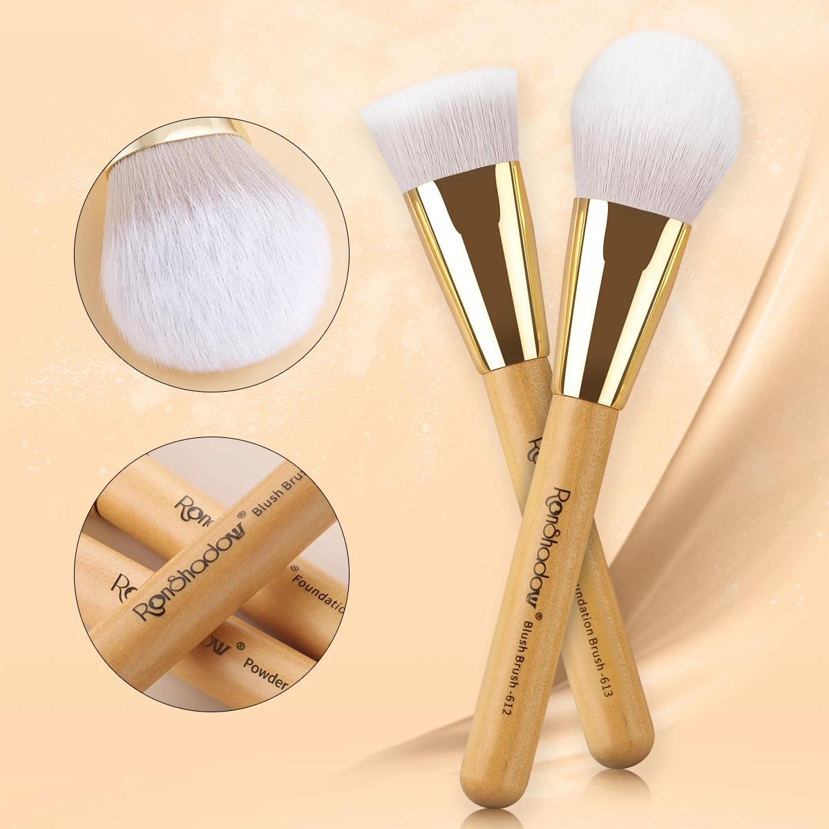 2PCS Wooden Handle Makeup Brush set Soft Fluffy Professiona Cosmetic Foundation Powder Eyeshadow Kabuki Blending powder blusher