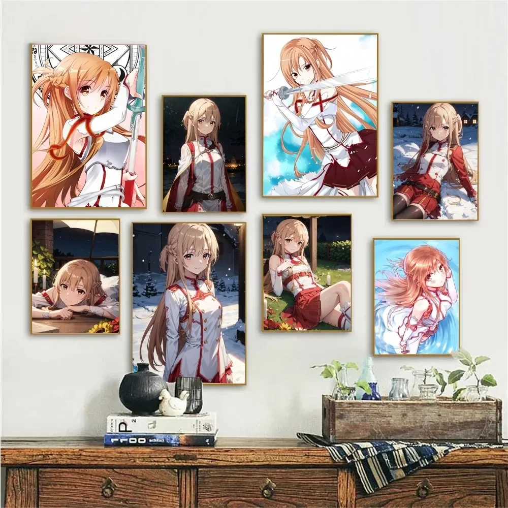 1pc Sword Art Online Asuna Poster Paper Print Home Bedroom Entrance Bar Cafe Art Painting Decoration