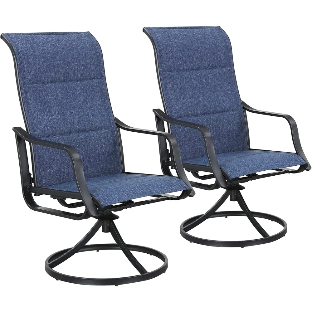 

Outdoor Patio Swivel Dining Chair Sling Set with Textilene Fabric All Weather Frame (Set of 2), Blue-1