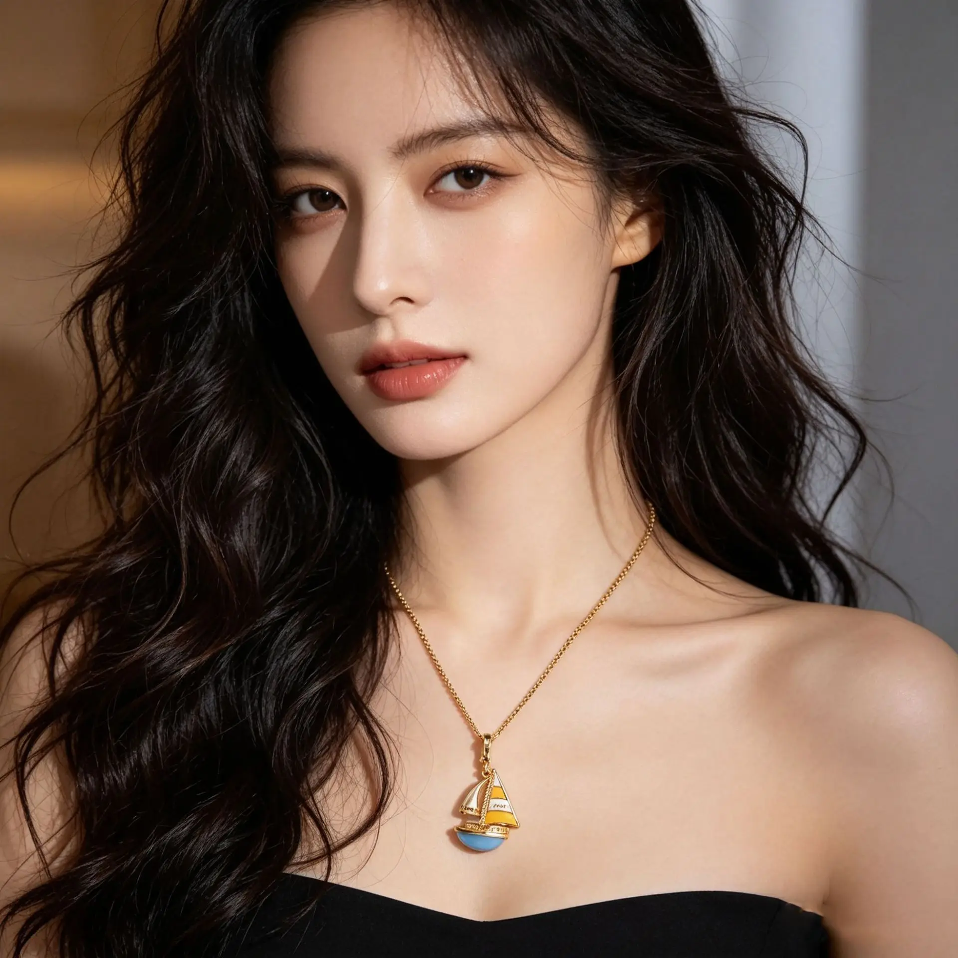Bracelet Hand String Foreign Trade Cross-Border Advanced Sense Pendant Enamel Glaze Blue Sailing Pendant Necklace Fresh Letter