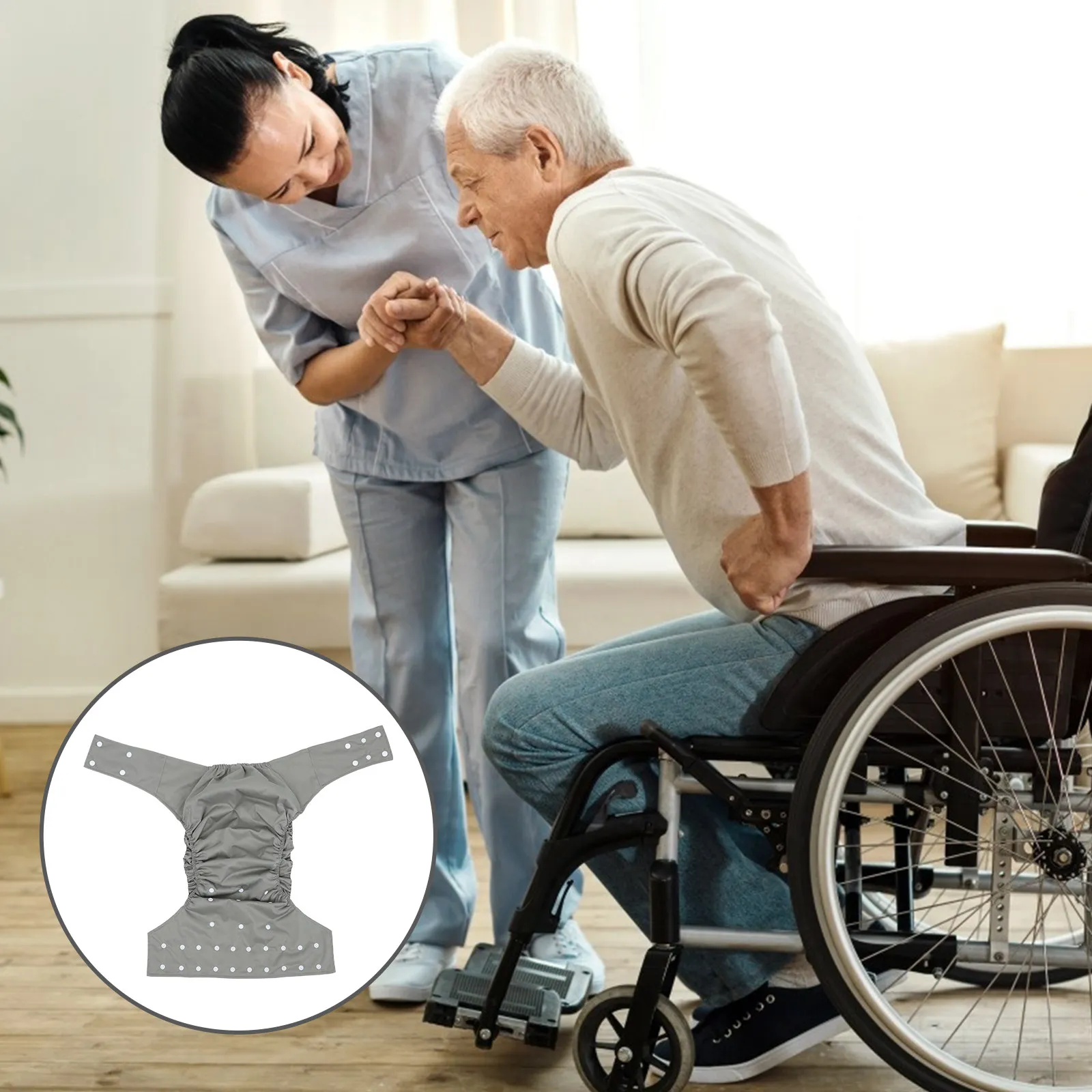 

1 шт. Подгузники для взрослых с регулируемой застежкой, водонепроницаемые, дышащие, для интенсивного впитывания на ночь, многоразовые, моющиеся.