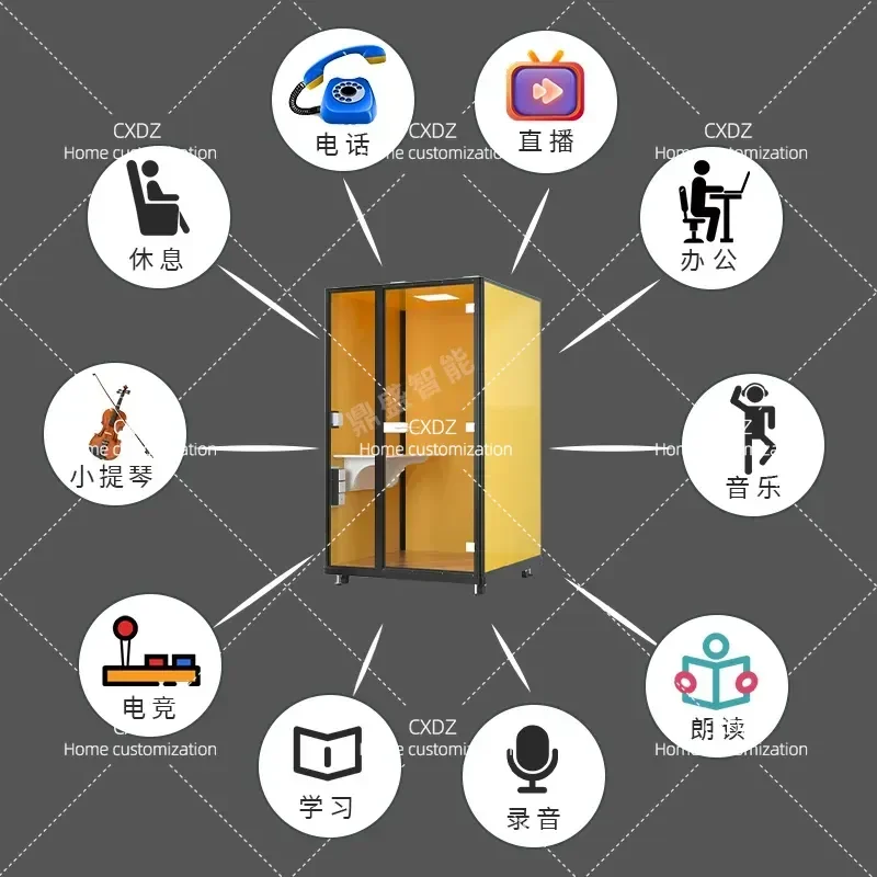 Portable Soundproof Booth Mobile Recording Studio Home Office Phone Booth Quiet Sleeping Cabin for Piano Live Streaming Pet