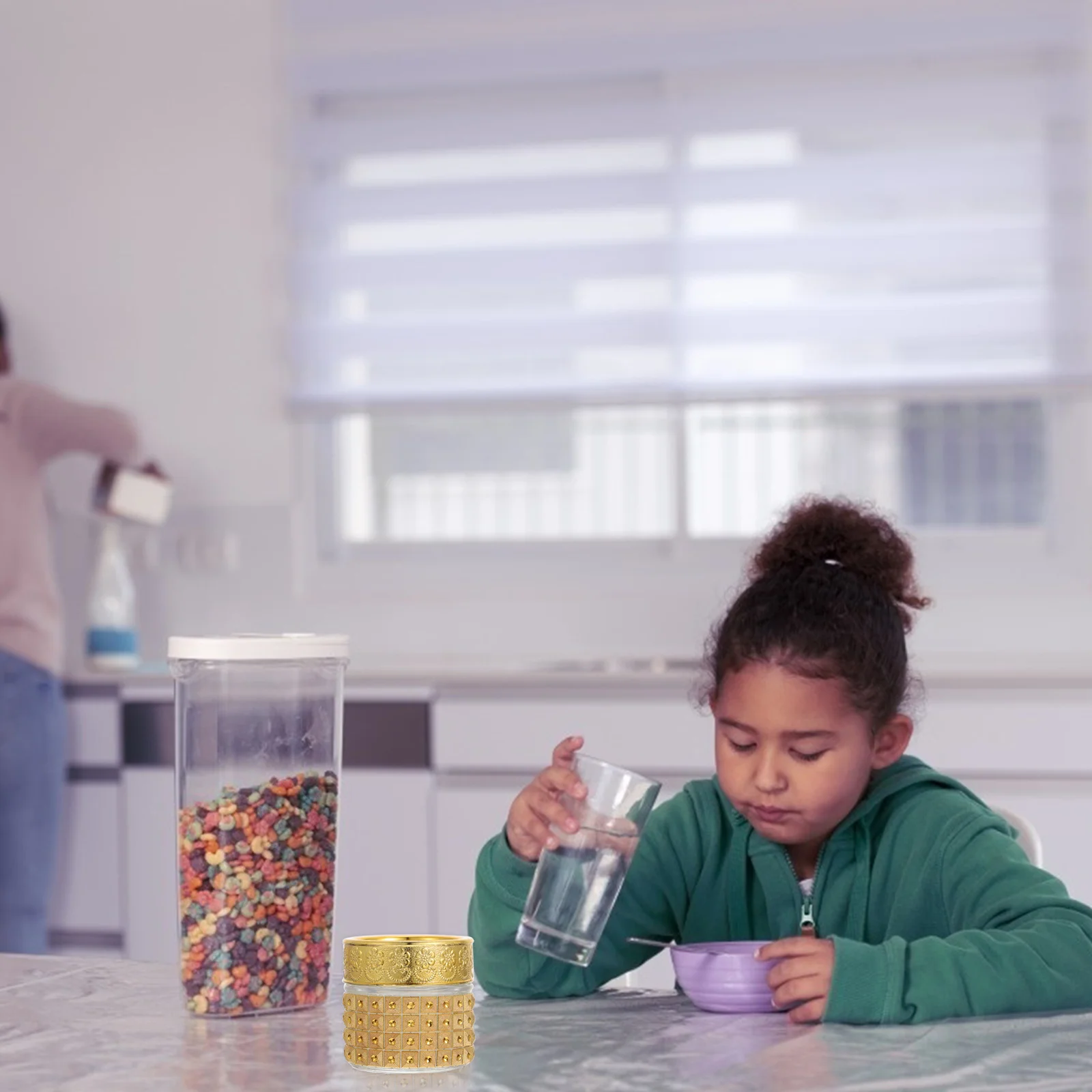 

4Pcs Gold Glass Bottles Premium Multipurpose Storage Jars for Tea Nuts Candies Dry Food Kitchen Organization Luxury Design