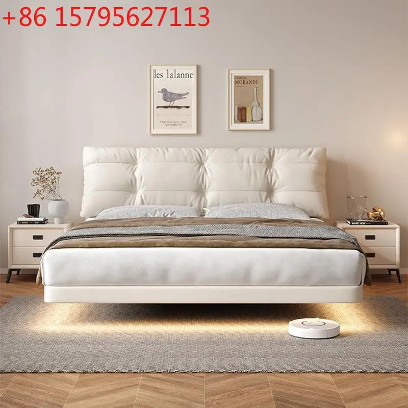 سرير من القماش ذو تكنولوجيا ترك سرير مزدوج حديث بسيط بطول 1.5 متر من الخشب الصلب سرير إيطالي فاخر لغرفة النوم الرئيسية 2022 جديد #1