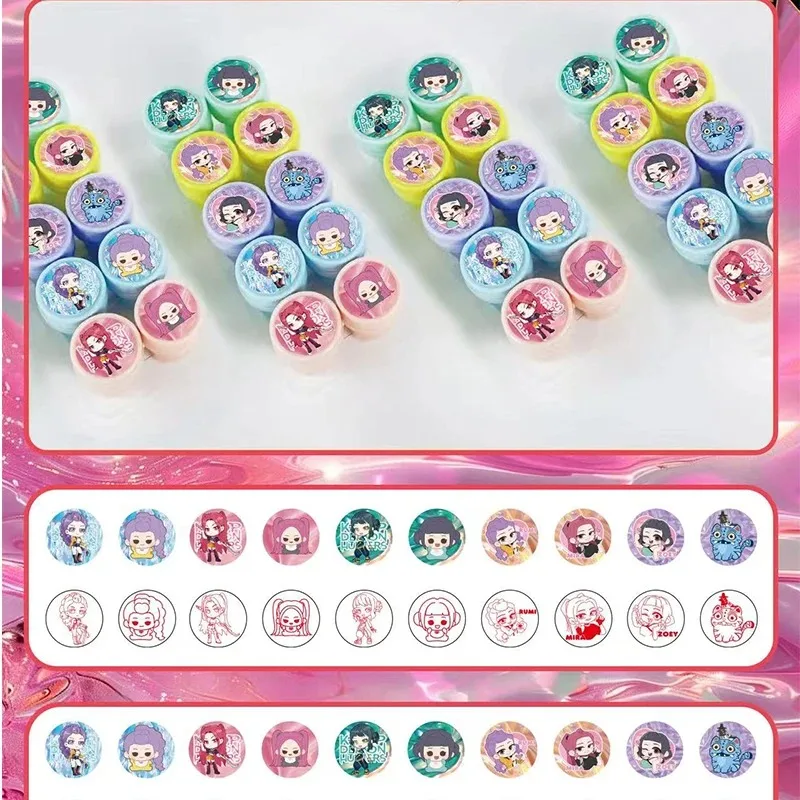 12PCS The Hunter Girl Group Anime Kids Stamp Set Birthday Party Favors DIY Painting Teaching Tool Photo Album Decorations Party - view 4