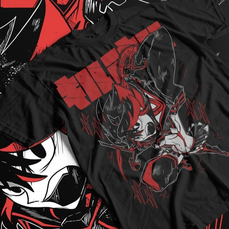 2026 Summer Hot Sale Anime Kill La Kill Ryuko Matoi T-shirt Unisex Hip Hop Streetwear Top Y2K Gothic Cotton Oversized T-shirt