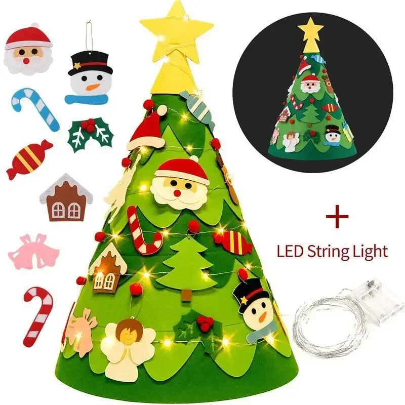 

Felt Christmas Tree Kids New Year DIY Gifts Montessori Education Toys Home Wall Decoration Navidad Santa Claus Door Ornaments