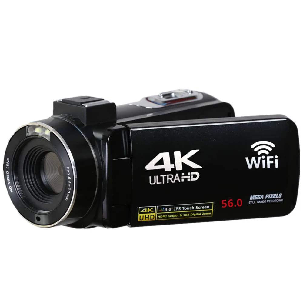 

4K 56MP видеокамера Ultra HD Видео блог видеокамера для YouTube 18X Цифровая видеокамера ИК Ночное Видение WiFi видеокамера