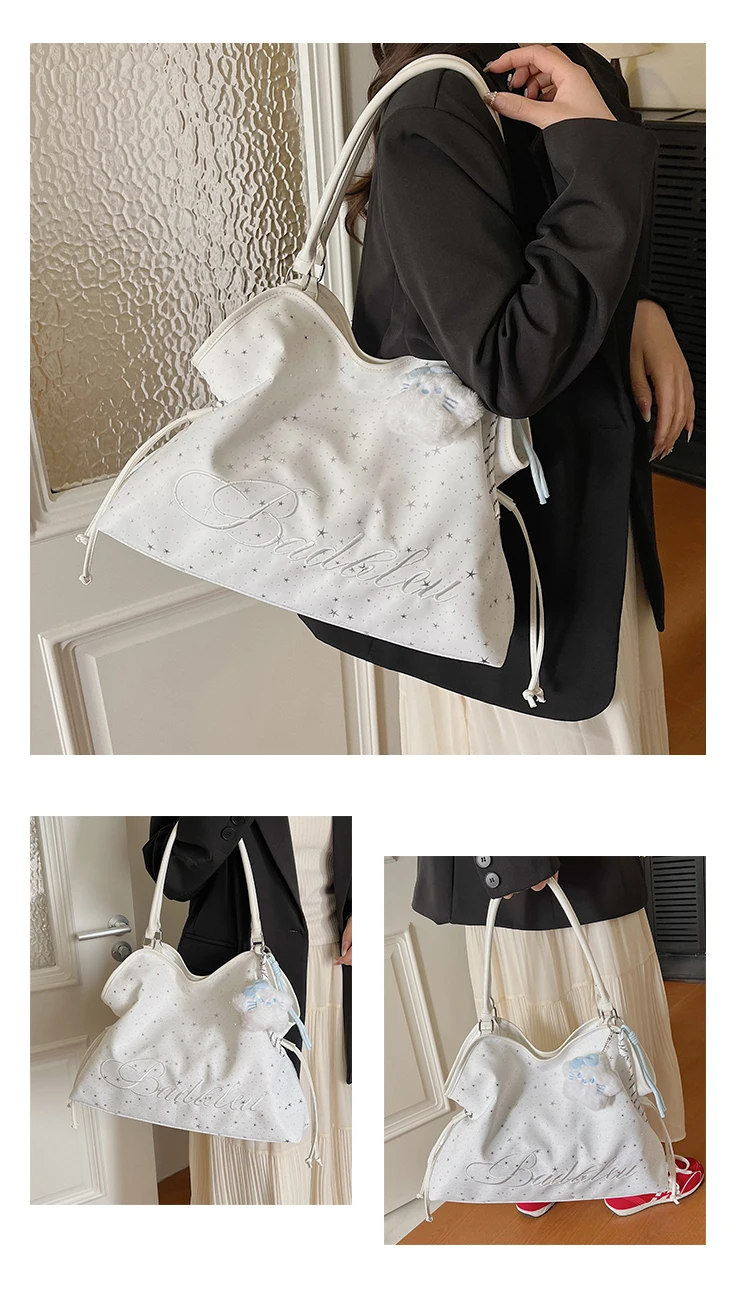 Y2k Fashion Letter Printing Pattern Shoulder Bag for Women 2026 Sweet Girls Vintage Casual Tote Bag Handbags Large Capacity Bag