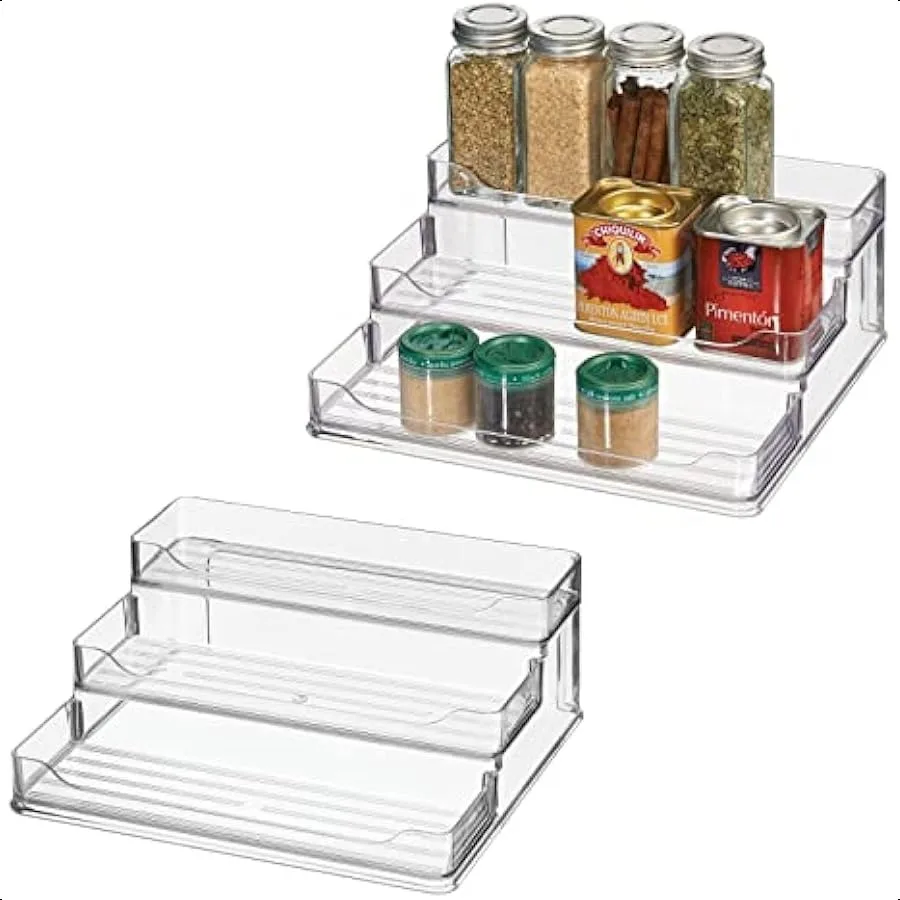 

Plastic Kitchen 3Tier Spice Rack Holder Storage Organizer for Cabinet Counter Pantry Shelf Hold Spices Seasoning Jars Canned Fo