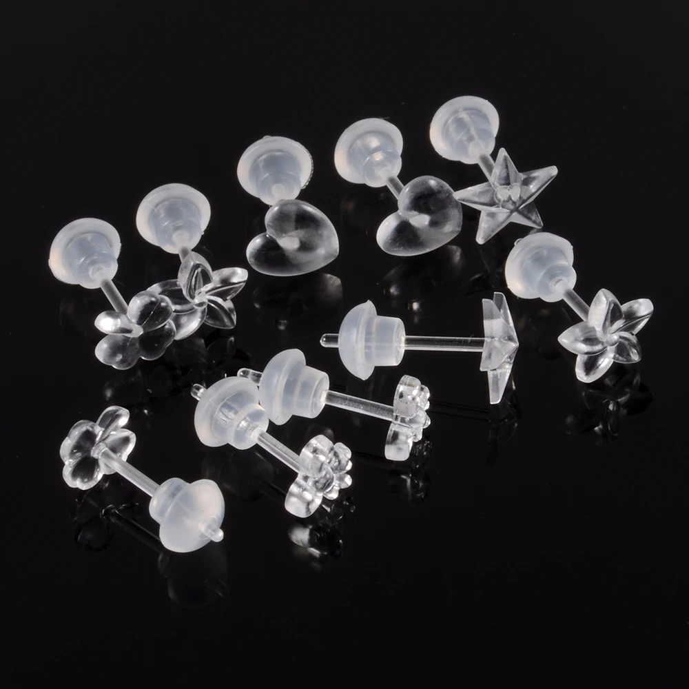 10pcs Invisible Resin Clear Ear Pins for Earring Piercing
