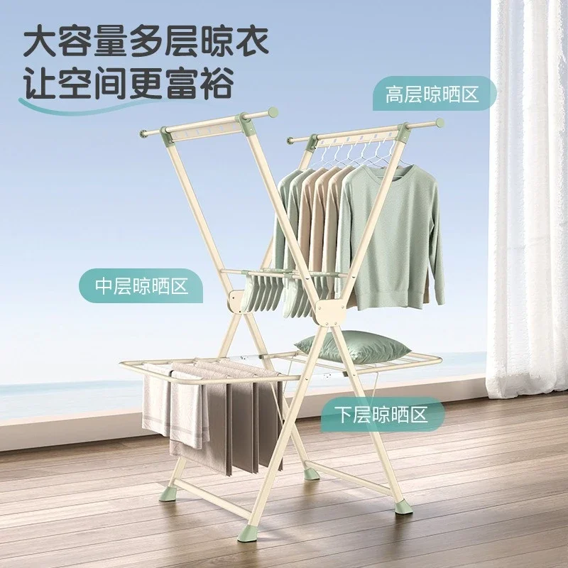 New product live broadcast factory direct sales simple wind drying rack mobile X-type drying rack