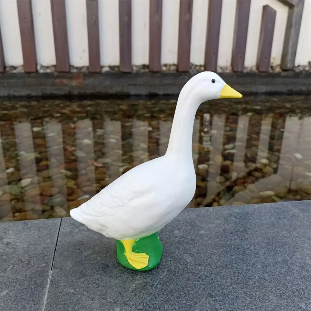 

Garden Decoration Resin Goose Figurine Cute Simulated Miniature Sculpture Lifelike Animal Statue Flowerpot