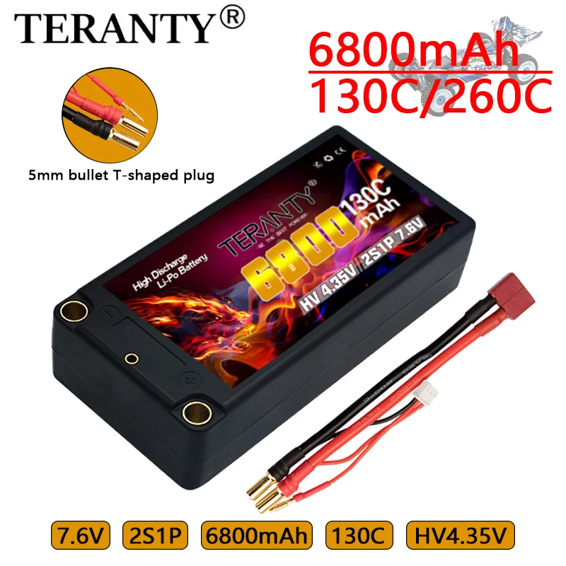 Original TERANTY 2S 7.6V 6800mAh 130C/260C HV Drift Big Foot Remote Control Racing Model Car Tank Toy Hard Shell Lipo Battery