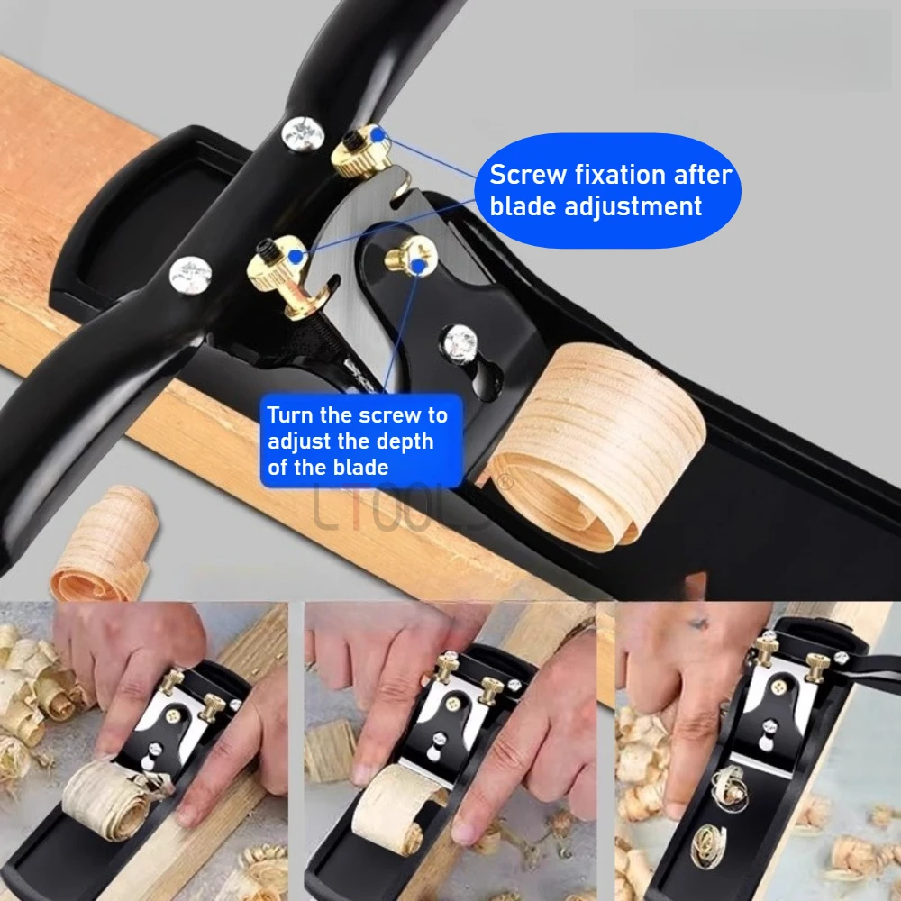 150/240mm Woodworking Flat Bottomed Planer Durable Handheld Steel Planer Screw Fixation Adjustable Blade Deburring Trimming Tool