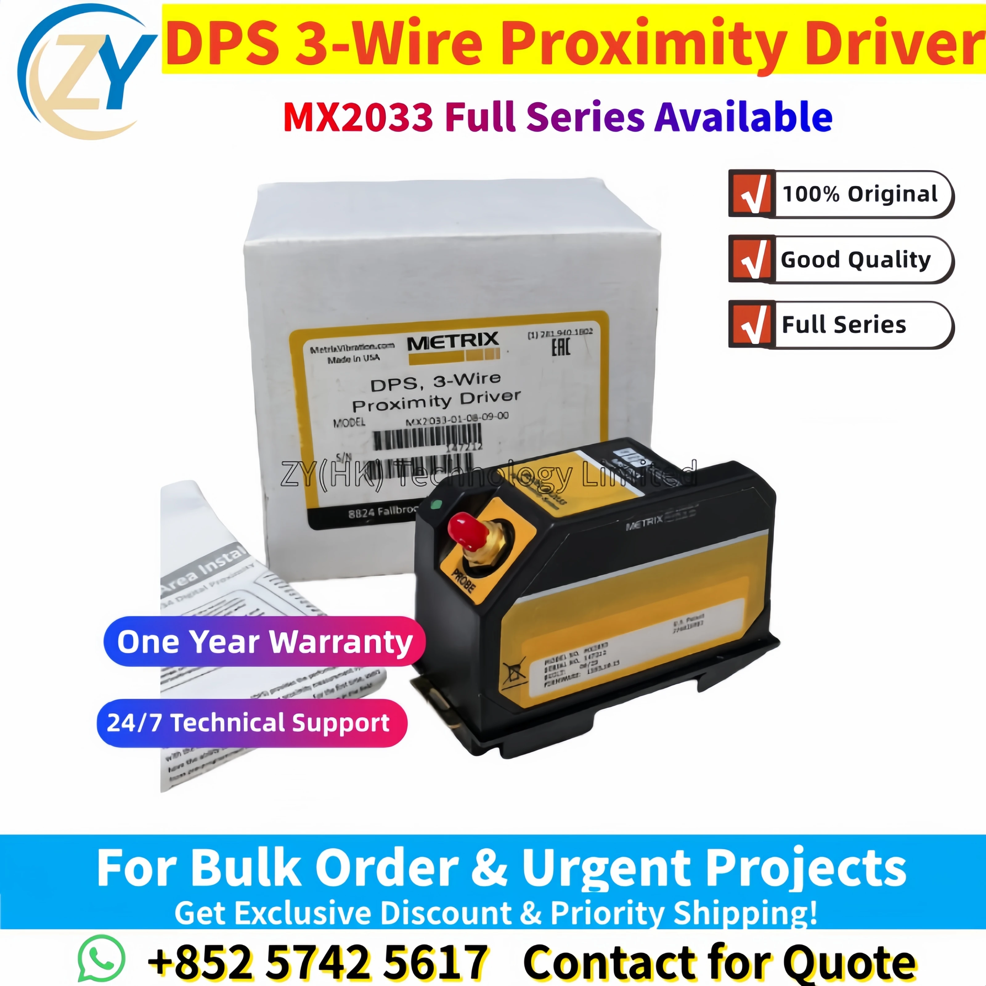 100% Original MX2033 MX2033-01-08-09-00 Metrix DPS 3-Wire Proximity Driver Industrial Machinery Monitoring Brand New