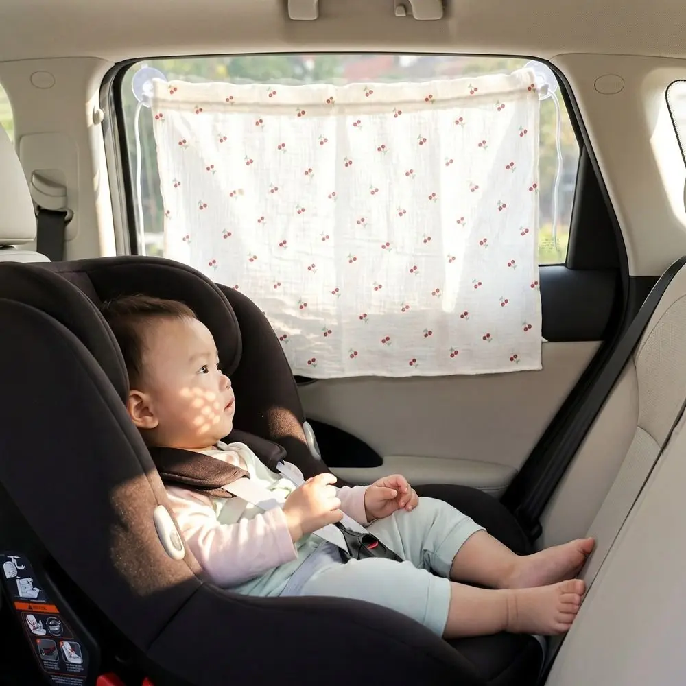 Universal Suction Cup Car Curtains UV Protection Cute Cartoon Window Shade Floral Animal Sunshade Curtain Car Interior