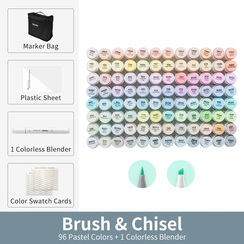 Ohuhu Honolulu 96 Pastelkleuren Markeerstift Set Alcohol Art Markers Hervulbare Dual Tips Schetsen Tekening Manga Schoolbenodigdheden