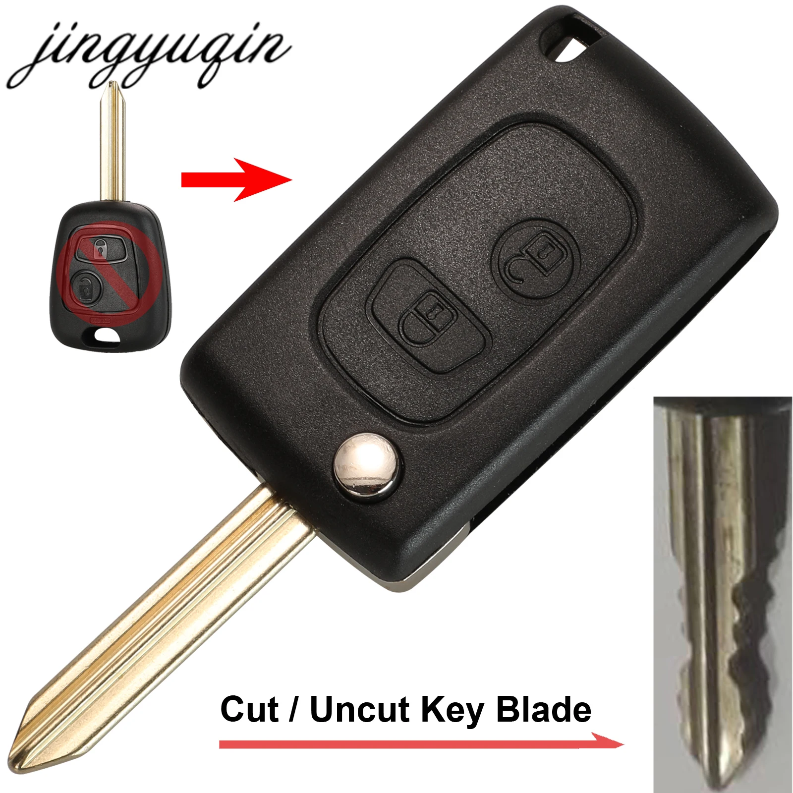 jingyuqin 2 Buttons Remote Key Case Shell For Peugeot Partner Saxo Xsara Picasso Berlingo Expert Boxer With SX9 Uncut Blade