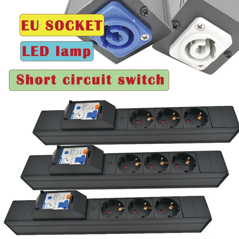 PDU Power Strips Network cabinet rack Schuko 20A Short circuit switch Powerlink box audio 3P Aviation plug  EU SOCKET wireless