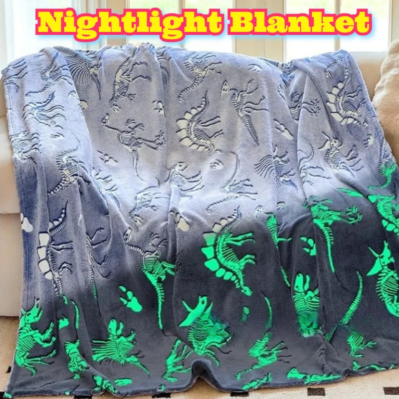 الفانيلا متوهجة بطانية الكرتون ديناصور تضيء أفخم رمي قيلولة الراحة المعزي أريكة تتحول لسرير الأريكة المنزل استخدام ضوء ليونة الراحة
