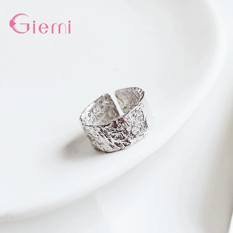 New Irregular Wide Face Rings For Women Real 925 Silver Needle High Quality Fashion Fine Jewelry Femme Open Rings