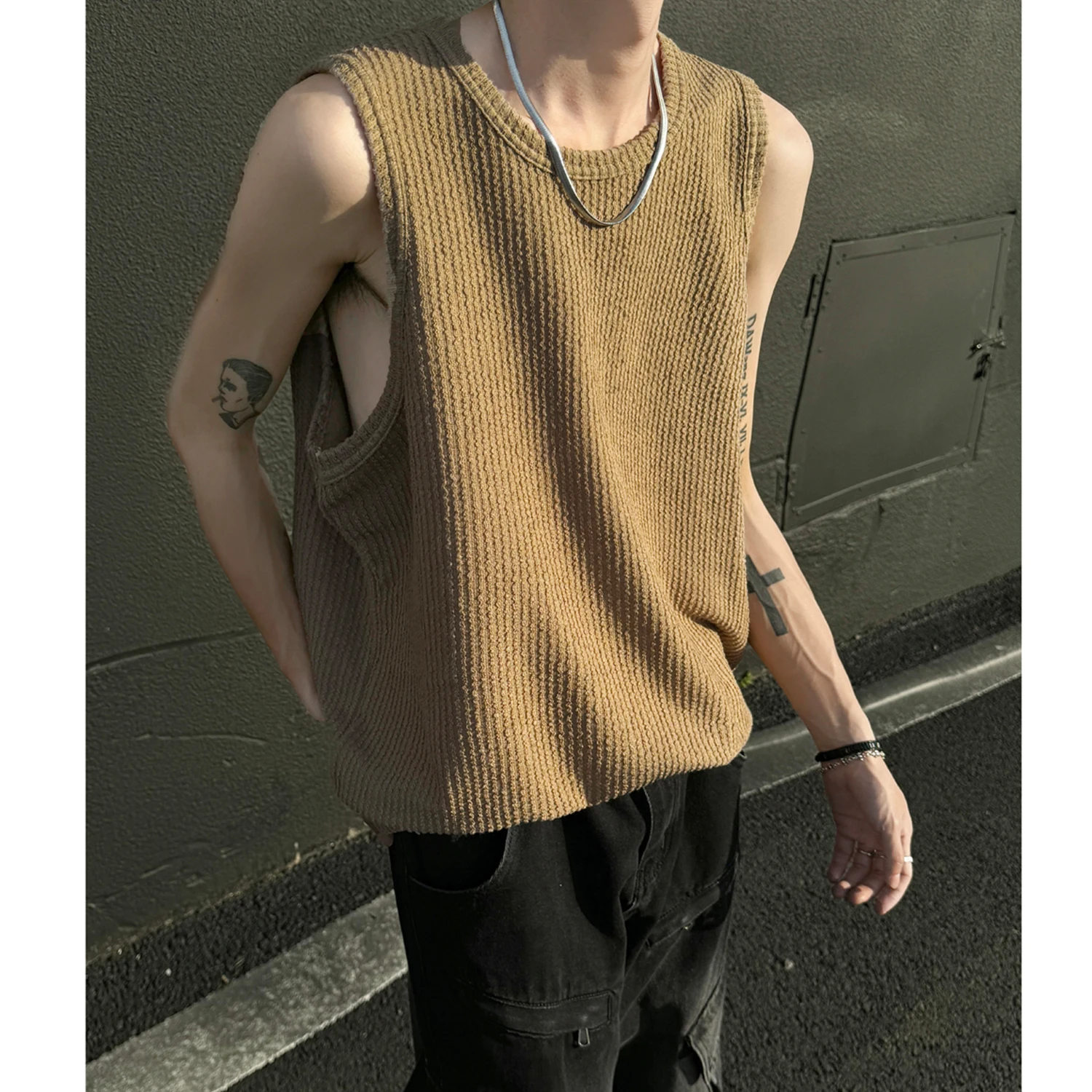 Men O-Neck Sleeveless Vertical Stripe TShirts Summer Loose Casual Tank Tops Man Fashion Oversized Singlets Male Clothing