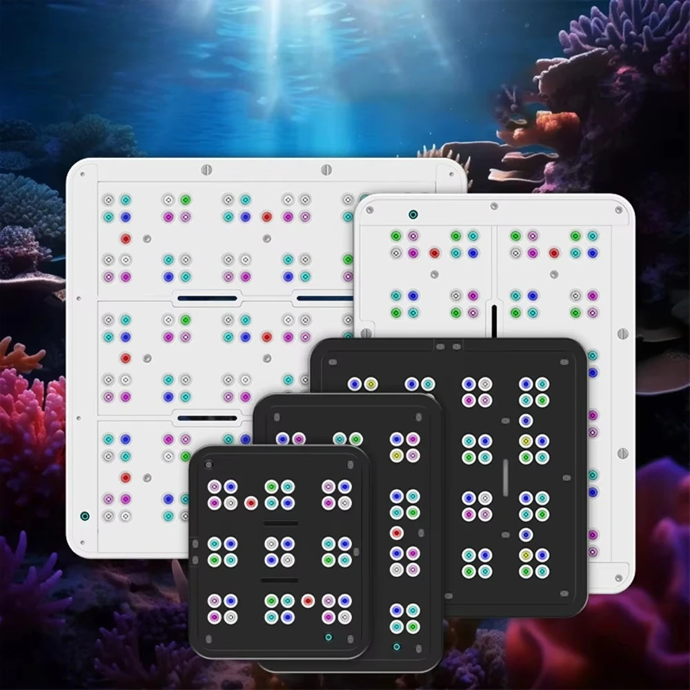 Full Coverage Cree LED Aquarium Full Aluminum Coral Light Fixture BT WIFI Fan-Free for Saltwater Coral Reef Tank