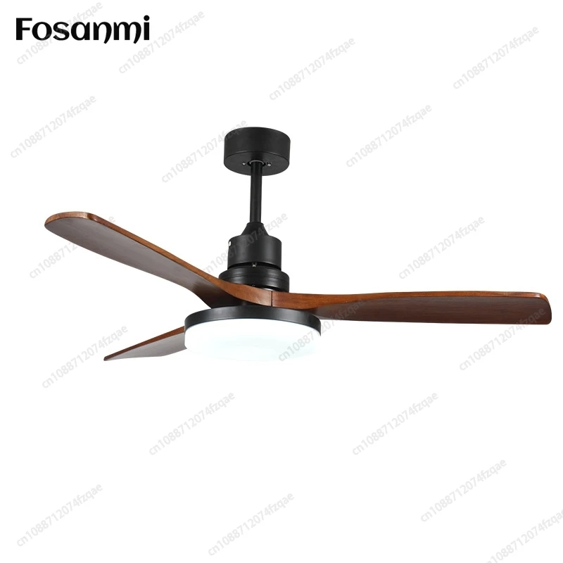 Nordic DC Inverter Ceiling Fan Light Wooden Quiet Smart Ceiling Fan for Living Room Dining Room with Large Blade LED Fan Light