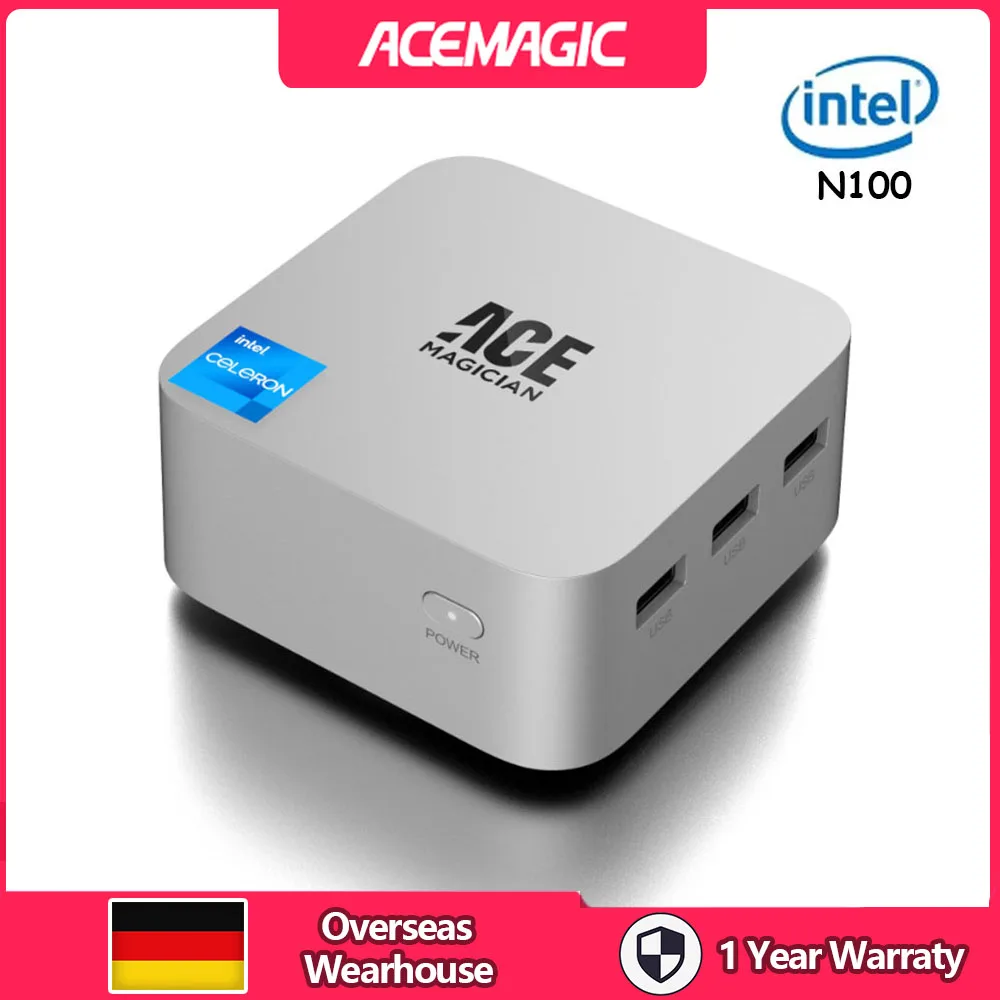 ACEMAGIC T8Plus Mini PC Intel Alder Lake N100 16GB LPDDR5 Ram 512GB Rom Windows 11Pro BT4.2 Wifi5 4K UHD Desktop Computers