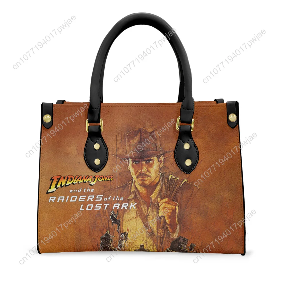 Indiana Jones Raiders of The Lost Ark Tote Bag Purse Womens Mens Text Image PU Leather Handbag Business Shopping Gift Bags