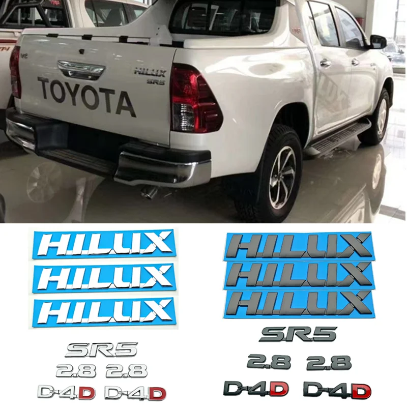 3D ABS HILUX Logo Car Letter Sticker for Toyota HILUX Trunk Decal Badge flank Emblem SRS 2.8 D4D Car decorate Accessories 3/8pcs