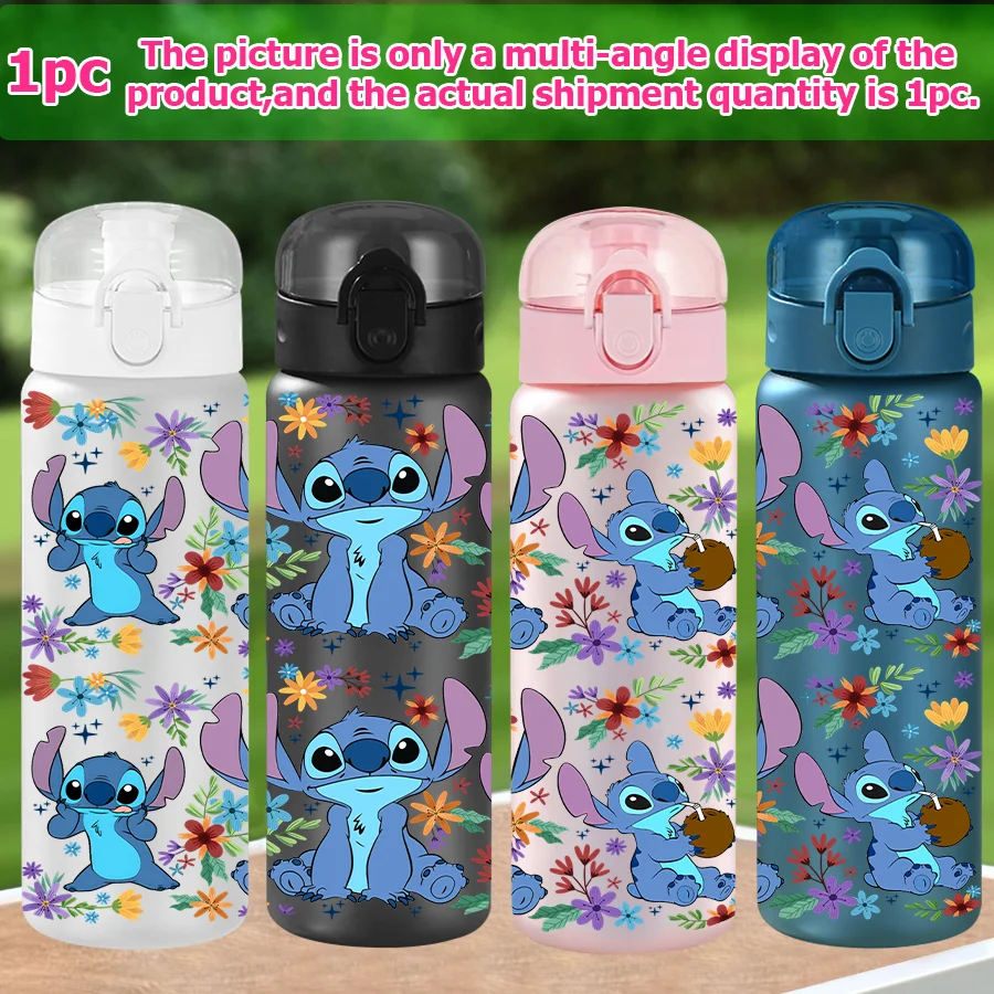 Botella de agua de plástico multiestilo con patrón de flores de Disney Stitch, 23-32oz, taza deportiva portátil, regalo de cumpleaños, taza para volver a la escuela, 1 ud.