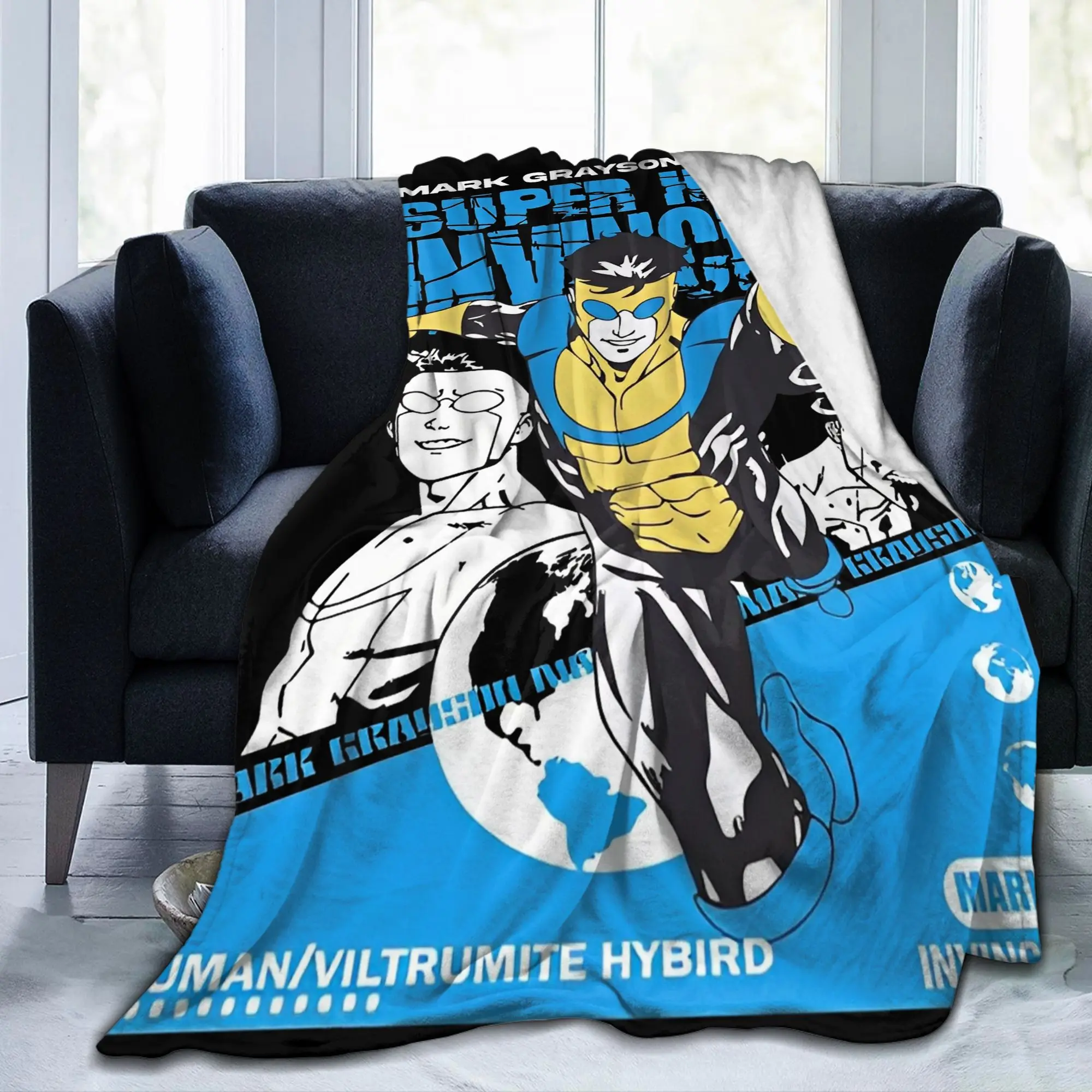 Invincible Mark Grayson Superhero Blankets Fleece Printed Anime Cartoon Breathable Lightweight Throw Blankets Travel Bed Quilt