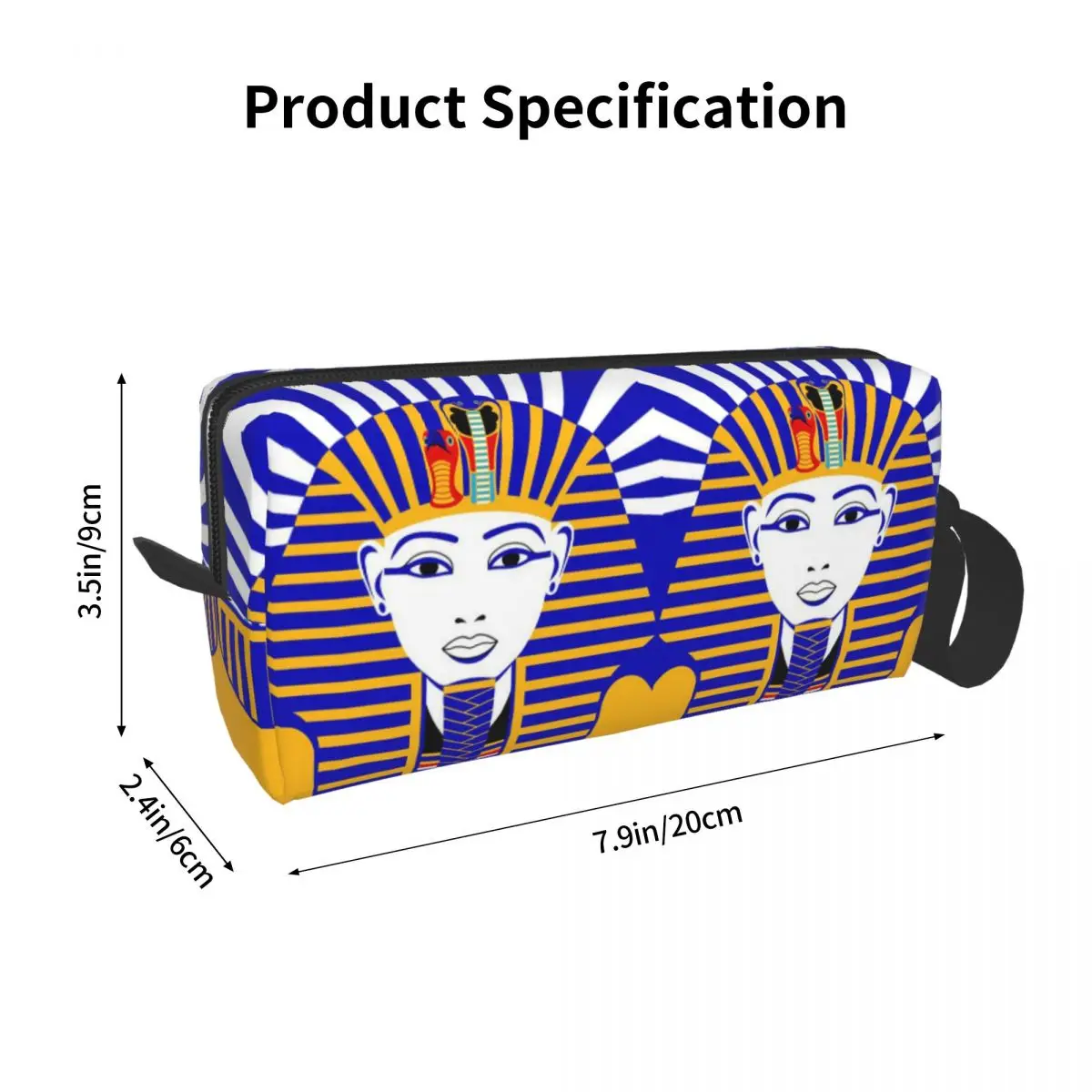 Egyptian Pharaoh With Golden Crown Illustration Pencil Case for Studen Pen Box Pencil Bag Stationery Supplies Women Cosmetic Bag