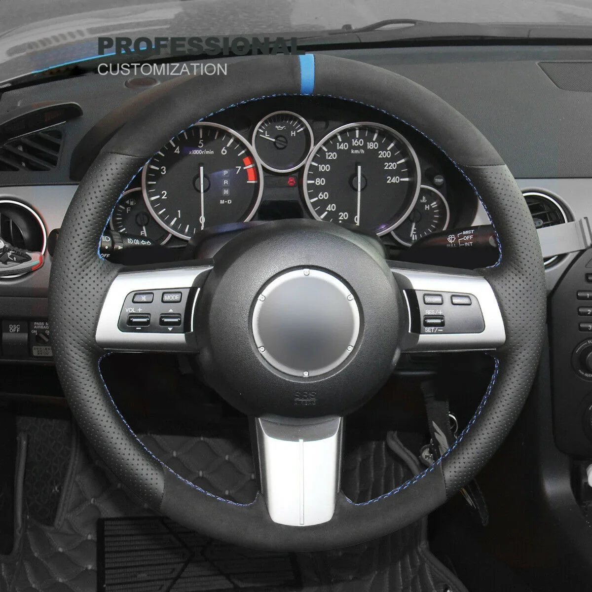 

DIY Black Leather Suede Steering Wheel Cover For Mazda MX-5 (Miata) RX-8 CX-7 Car Accessories