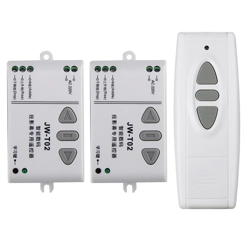 Controlador de interruptor remoto do motor ac220v, tela de projeção, interruptor sem fio do motor 433mhz, parada para cima e para baixo, aprendizagem de parada reversa