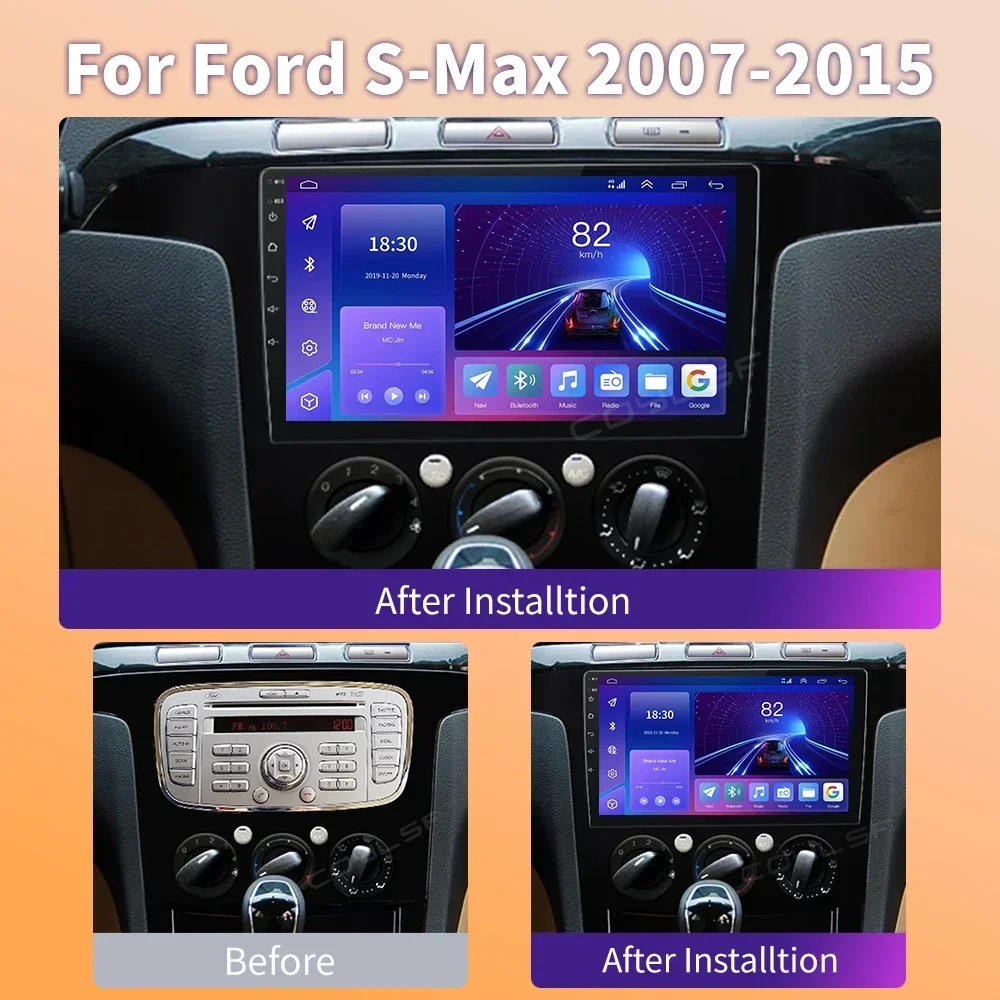 Android 13 Für Ford S-Max S Max 2007 - 2008 Auto Radio DSP WIFI SWC RDS Keine 2din Navigation GPS multimedia Drahtlose Carplay Auto