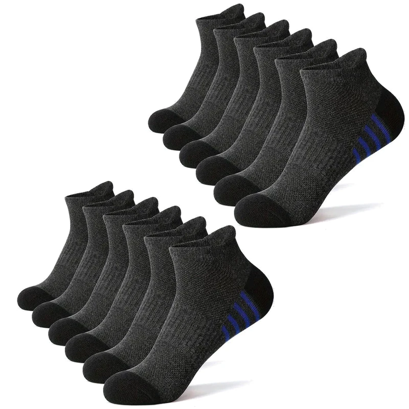 12 Paar Herren-Sportsocken in Übergröße, EU39-46, atmungsaktiv, bequem, schwarz, weiß, Freizeit, Outdoor, kurze Socken für Herren
