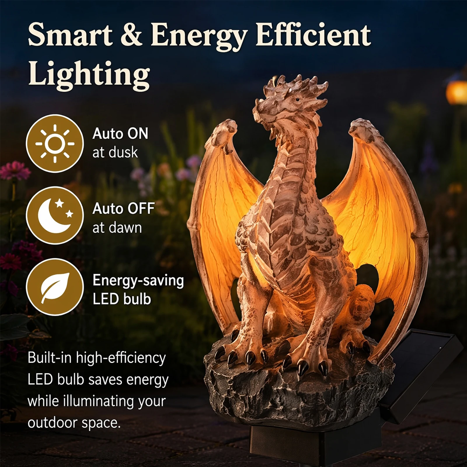 Decor Lighting Floor Lamps - ソーラーフロアランプ ドラゴンフィギュリン ナイトライト ドラゴンフィギュリン 装飾用景観ライト ドラゴンガーデンステークライト