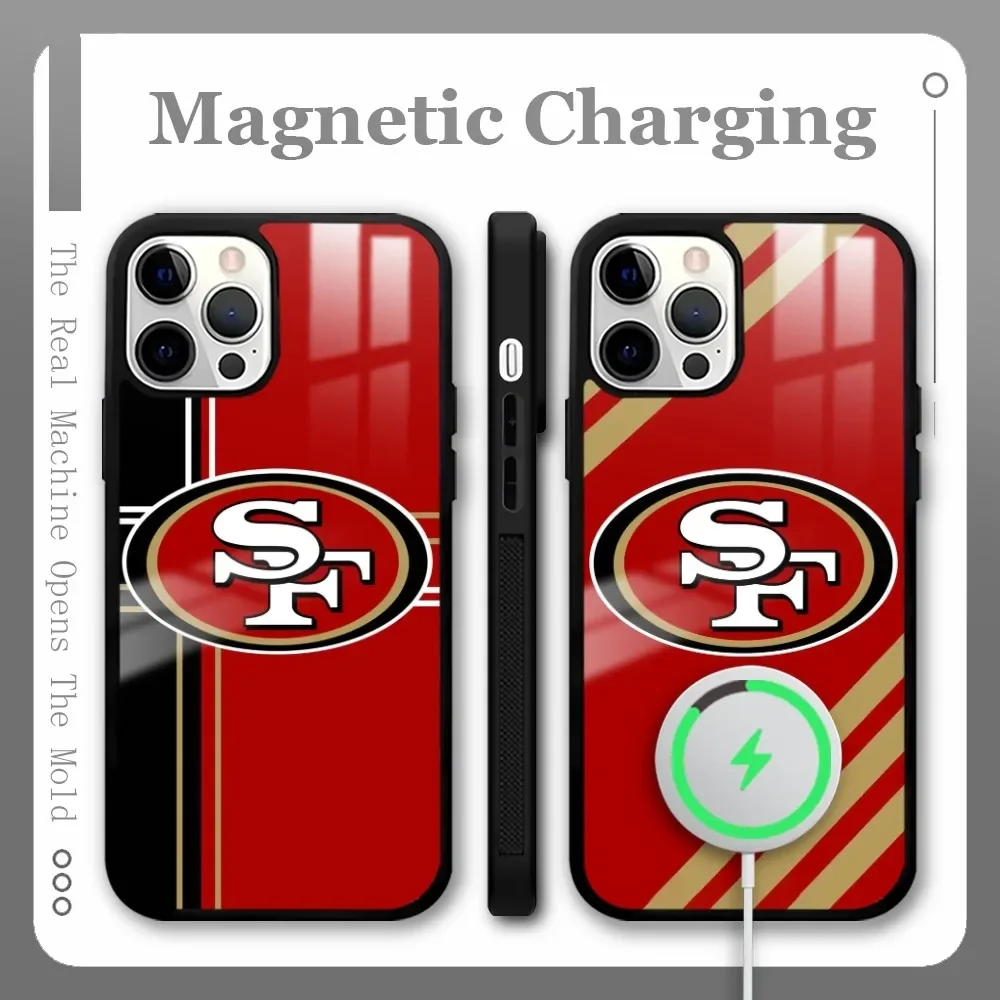 F-Fran-c-ciscos 49ers S-San Phone Case For IPhone 16 15 14 13 Pro Max Plus Mini Magsafe Mirror Wireless Magnetic Funda