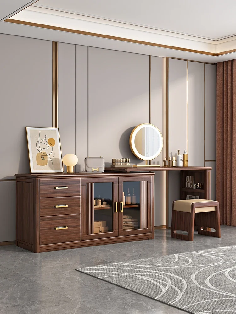 Walnut Bedroom Simple Corner Makeup Chest of Drawers Integrated Dresser