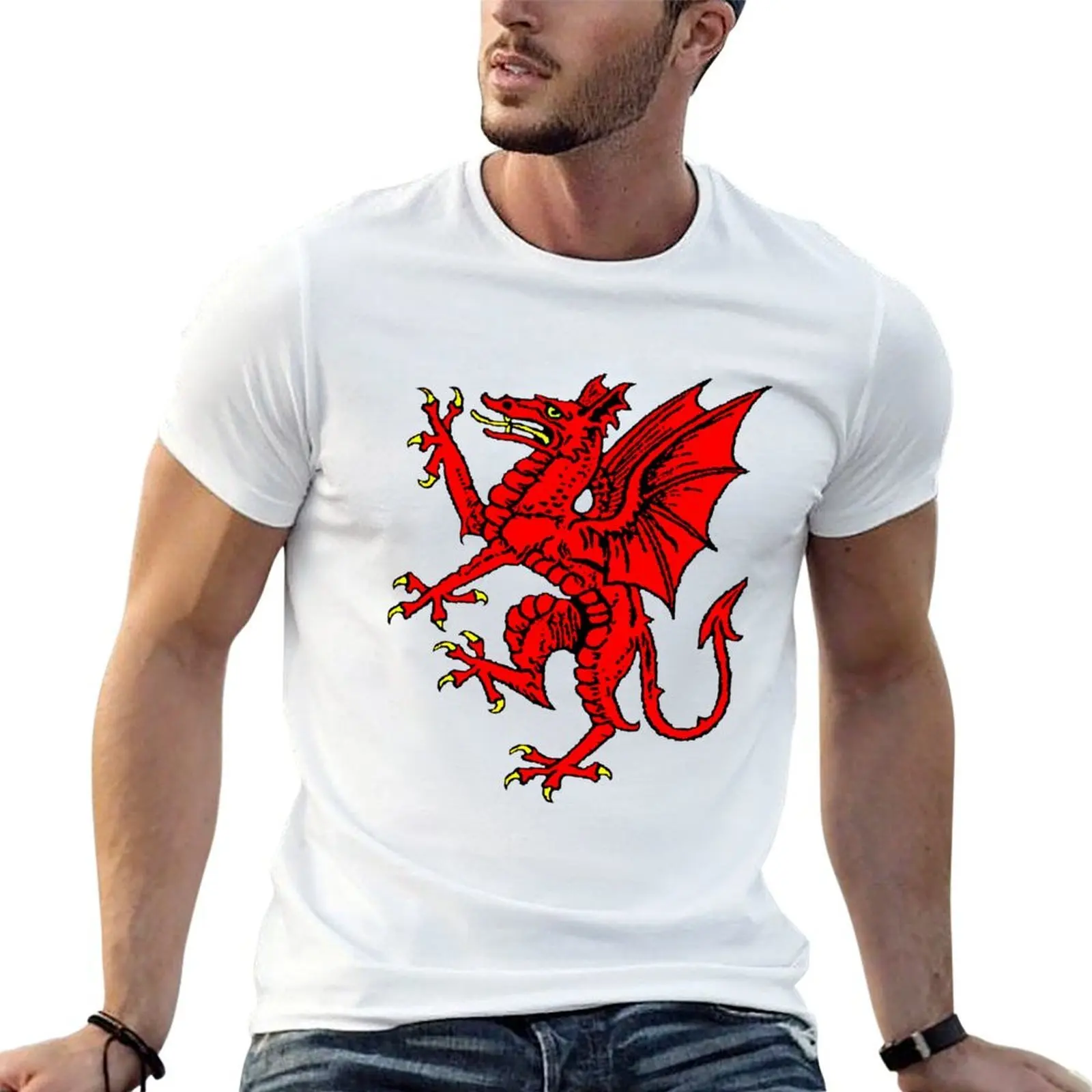 

Red Heraldic Dragon T-Shirt t shirts for man graphic vintage man t shirts for men casual man t shirt cotton T-Shirt