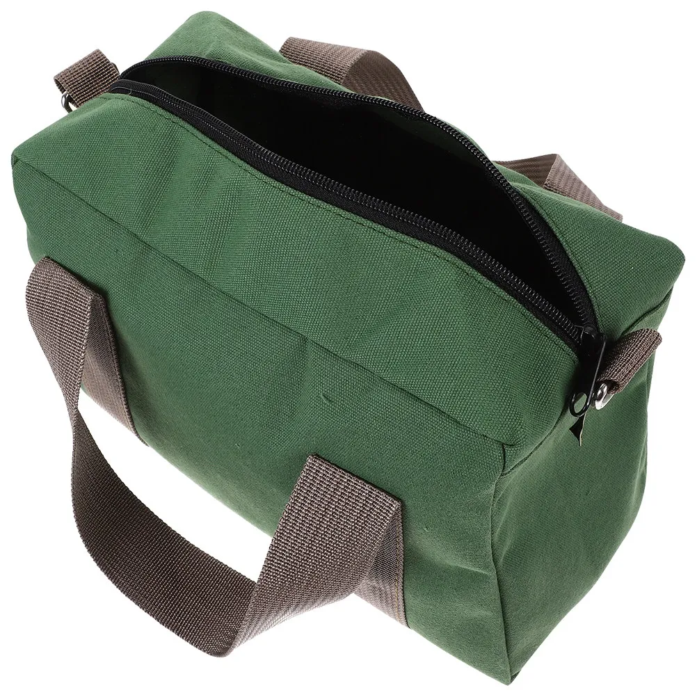 16 Inch Green Canvas Tool Bag Heavy Duty Outdoor Storage Bag for Technicians Electricians DIY Garden Tools Organizer Utility