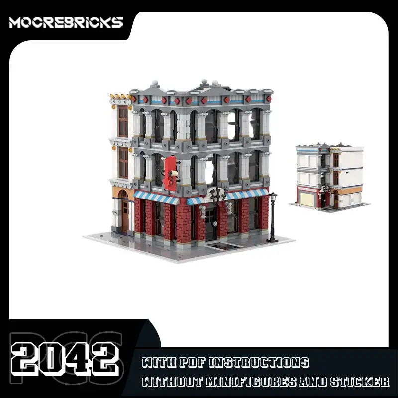 MOC Street View Hardware Paint Store Building Blocks Set Modular Town Shop Architecture Model Bricks Toy Gift For Adults